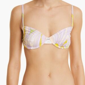 Emilio Pucci Lavender Onde Print Underwire Bikini Top Sz 44 IT 8 US
